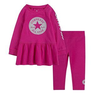 Converse Baby Girls Peplum T-Shirt and Leggings Set (Infant) Mod Pink 12 Months